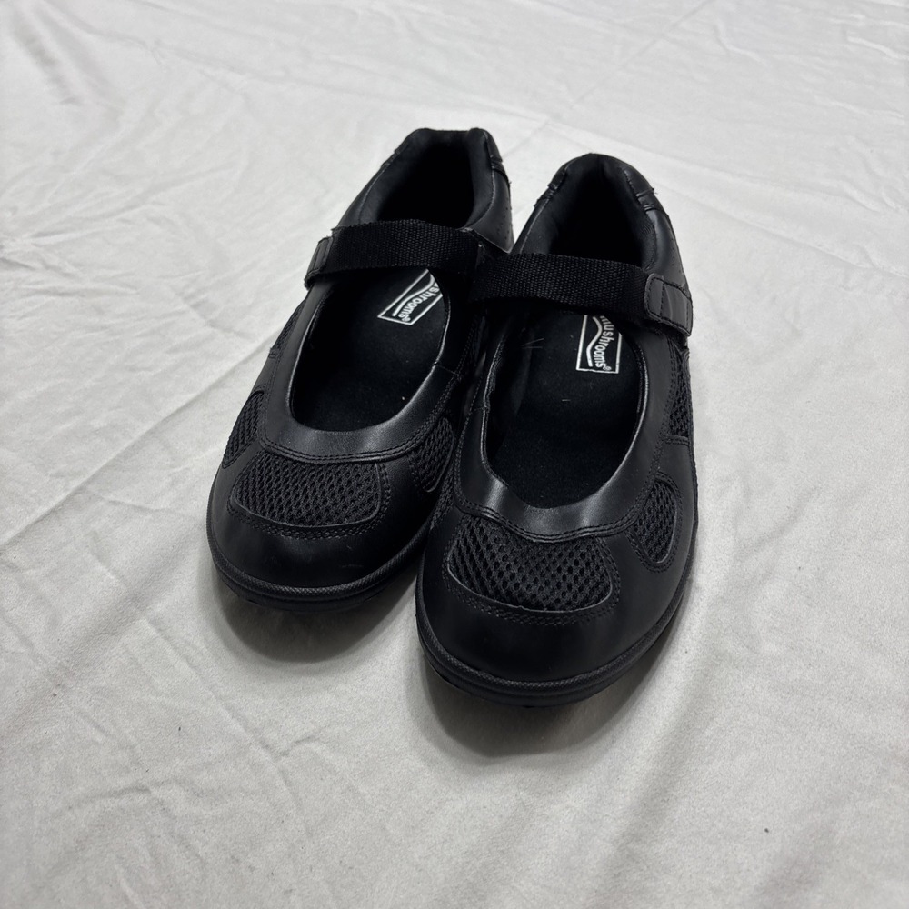 Mushrooms Leather Mary Jane Shoes Size 8.5 M Black Comfort Walking Shoes